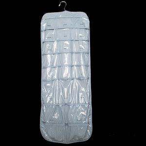 Hanging Jewelry Organizer Grey 44 Pocket Labelled